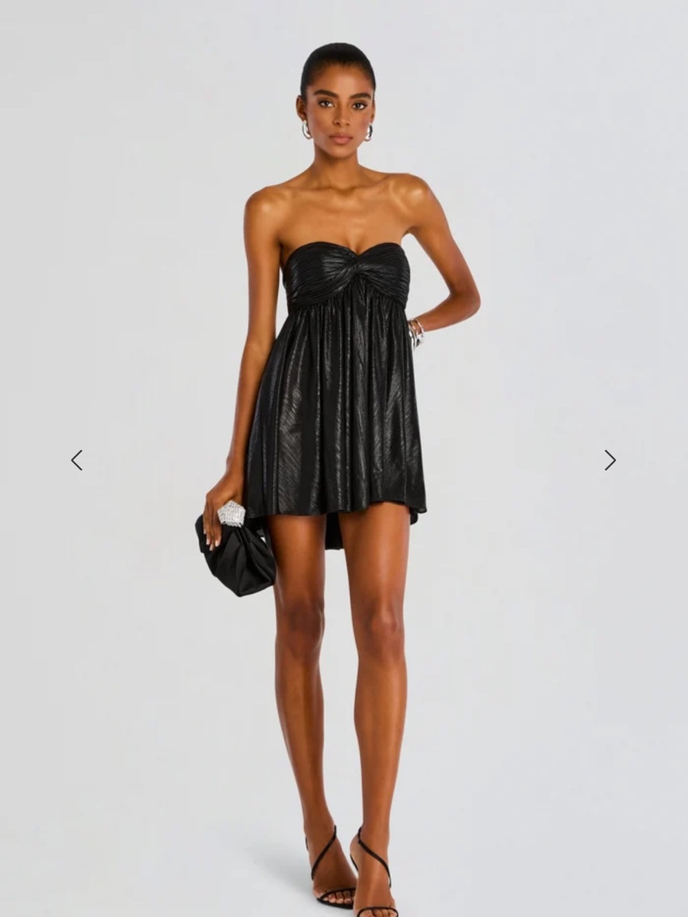 Retrofete Black Strapless Metallic Mini Dress